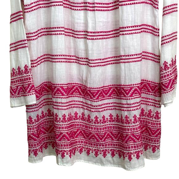 Calypso St Barth Pink and White Embroidered Swim Beach Cover Up - Picture 3 of 7